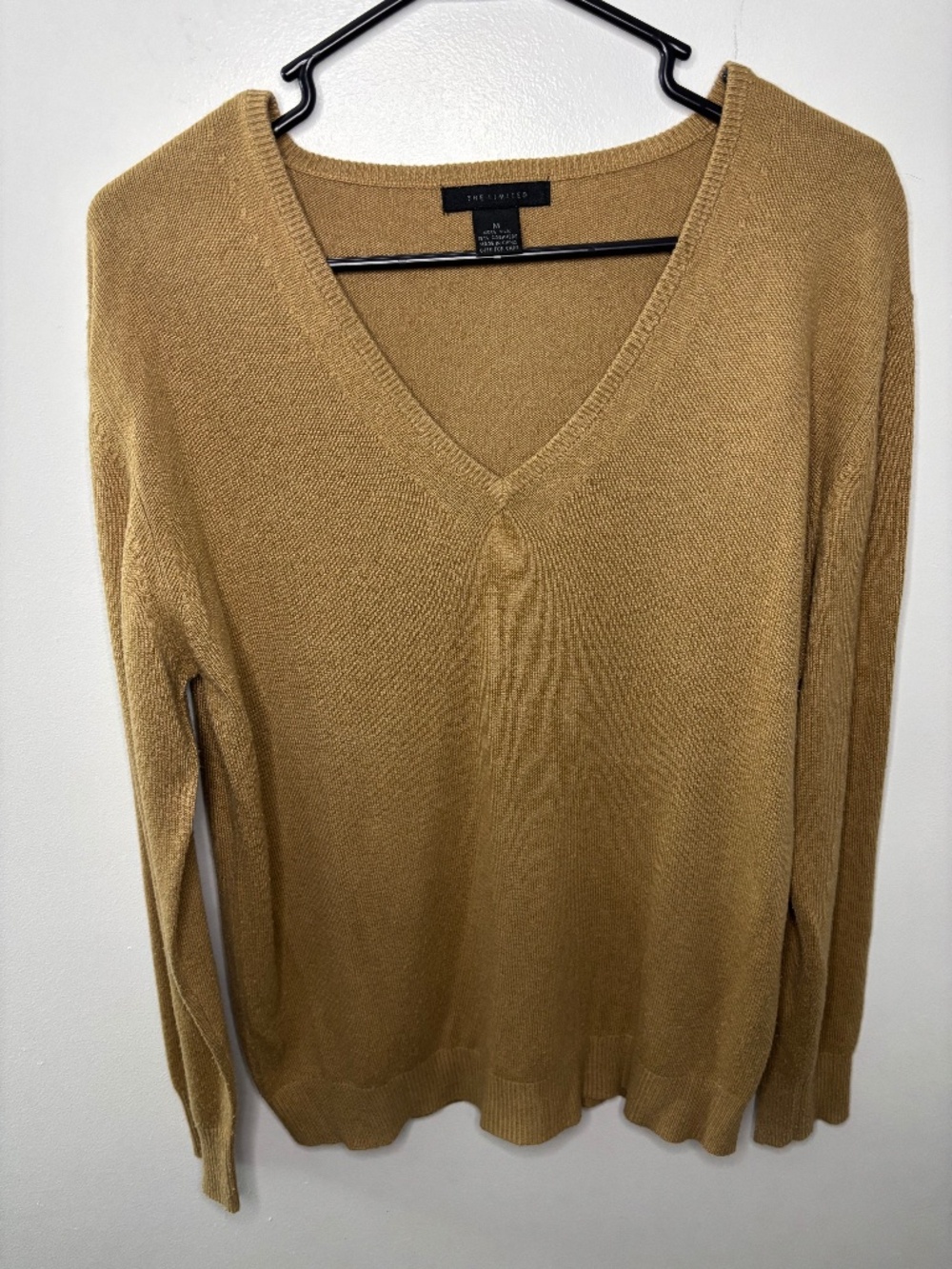 The Limited Silk Cashmere Blend V-Neck Sweater Size M Tan
